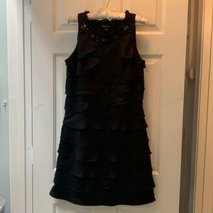 S. L. Fashions Black Jeweled Ruffle Cocktail Dress
